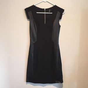 H&M dress w faux leather sides